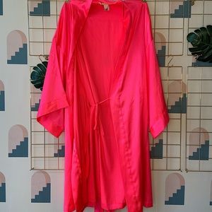 Victoria secret pink silk satin robe